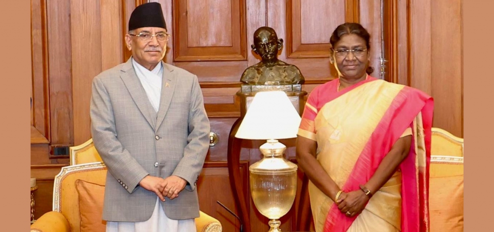 Prime Minister Mr. Pushpa Kamal Dahal pays courtesy call on President of India on 1 June 2023 during his 4 days visit to India